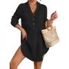 imageBsubseach Swimsuit Coverup for Women Long Sleeve Bathing Suit Cover Up for Swimwear Button Down Beach Shirt DressesBlack
