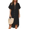 imageBsubseach Women Bathing Suit Cover Up Bikini Coverup Button Down Shirt DressBlack