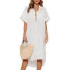 imageBsubseach Women Bathing Suit Cover Up Bikini Coverup Button Down Shirt DressWhite