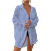 imageBsubseach Women Button Down Beach Shirt Cover Up for Swimwear Blouse TopsWithout Tielight Blue