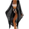 imageBsubseach Women Sparkly Kimono Swimsuit Cover Up Open Front Sheer Loose Long Cardigan Beach Cover UpsBlack