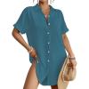 imageBsubseach Women Swimsuit Coverup Shirt Dress Button Down Bathing Suit Cover Up BeachwearPeacock Blue