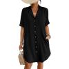 imageBsubseach Womens Bathing Suit Cover Ups Bikini Swimsuit Coverup for Women 2025 Button Down Beach Dress ShirtBlack