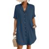 imageBsubseach Womens Bathing Suit Cover Ups Bikini Swimsuit Coverup for Women 2025 Button Down Beach Dress ShirtDark Blue
