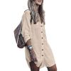 imageBsubseach Womens Long Sleeve Linen Swimsuit Cover Up Button Down Beach Cover Ups Summer Swim Shirt DressesApricot