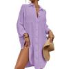 imageBsubseach Womens Modern Swimsuit Cover Up Blouse Button Down Shirt Dresses TopsPurple