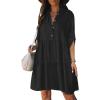 imageBsubseach Womens Summer 2025 Casual Midi Dresses Button Down 34 Sleeve Ruffle Dress Boho Beach Vacation SundressBlack