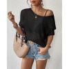 imageBsubseach Crochet Tops for Women Short Sleeve Cover Ups for Swimwear Women Knit Hollow Out Sweater Mesh Top 2025Black