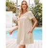 imageBsubseach Women Swimsuit Coverup Swiss Dot Bathing Suit Swimwear Lace Trim Beach Dress Summer Sun Dresses Resort WearApricot