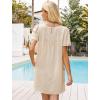 imageBsubseach Women Swimsuit Coverup Swiss Dot Bathing Suit Swimwear Lace Trim Beach Dress Summer Sun Dresses Resort WearApricot