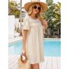 imageBsubseach Women Swimsuit Coverup Swiss Dot Bathing Suit Swimwear Lace Trim Beach Dress Summer Sun Dresses Resort WearApricot