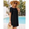 imageBsubseach Women Swimsuit Coverup Swiss Dot Bathing Suit Swimwear Lace Trim Beach Dress Summer Sun Dresses Resort WearBlack