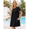 imageBsubseach Women Swimsuit Coverup Swiss Dot Bathing Suit Swimwear Lace Trim Beach Dress Summer Sun Dresses Resort WearBlack