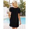 imageBsubseach Women Swimsuit Coverup Swiss Dot Bathing Suit Swimwear Lace Trim Beach Dress Summer Sun Dresses Resort WearBlack