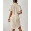 imageBsubseach Womens Swimsuit Coverup Short Sleeve Button Down Tie Beach Shirt Dresses Summer Bathing Suit Cover Up SwimwearApricot