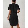 imageBsubseach Womens Swimsuit Coverup Short Sleeve Button Down Tie Beach Shirt Dresses Summer Bathing Suit Cover Up SwimwearBlack