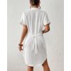 imageBsubseach Womens Swimsuit Coverup Short Sleeve Button Down Tie Beach Shirt Dresses Summer Bathing Suit Cover Up SwimwearWhite