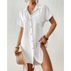 imageBsubseach Womens Swimsuit Coverup Short Sleeve Button Down Tie Beach Shirt Dresses Summer Bathing Suit Cover Up SwimwearWhite