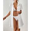 imageBsubseach Womens Swimsuit Coverup Short Sleeve Button Down Tie Beach Shirt Dresses Summer Bathing Suit Cover Up SwimwearWhite