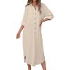 imageBsubseach Swimsuit Coverup for Women 2025 Casual Dresses Button Down Beach Dress Long Kimonos Cardigans with PocketsApricot