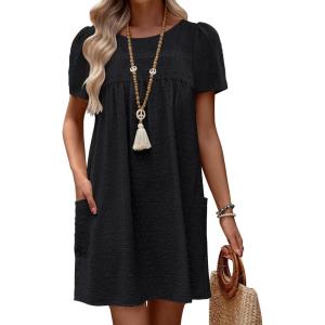 imageBsubseach Women Swimsuit Coverup Swiss Dot Bathing Suit Swimwear Lace Trim Beach Dress Summer Sun Dresses Resort WearBlack