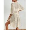 imageBsubseach Crochet Kimonos for Women Mesh Sexy Bathing Suit Cover Ups Open Front Beach Summer OutwearBeige