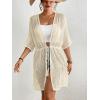 imageBsubseach Crochet Kimonos for Women Mesh Sexy Bathing Suit Cover Ups Open Front Beach Summer OutwearBeige