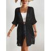 imageBsubseach Crochet Kimonos for Women Mesh Sexy Bathing Suit Cover Ups Open Front Beach Summer OutwearBlack