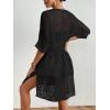 imageBsubseach Crochet Kimonos for Women Mesh Sexy Bathing Suit Cover Ups Open Front Beach Summer OutwearBlack