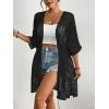 imageBsubseach Crochet Kimonos for Women Mesh Sexy Bathing Suit Cover Ups Open Front Beach Summer OutwearBlack