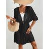 imageBsubseach Crochet Kimonos for Women Mesh Sexy Bathing Suit Cover Ups Open Front Beach Summer OutwearBlack