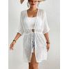 imageBsubseach Crochet Kimonos for Women Mesh Sexy Bathing Suit Cover Ups Open Front Beach Summer OutwearWhite