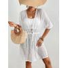 imageBsubseach Crochet Kimonos for Women Mesh Sexy Bathing Suit Cover Ups Open Front Beach Summer OutwearWhite