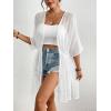 imageBsubseach Crochet Kimonos for Women Mesh Sexy Bathing Suit Cover Ups Open Front Beach Summer OutwearWhite