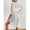 imageBsubseach Crochet Kimonos for Women Mesh Sexy Bathing Suit Cover Ups Open Front Beach Summer OutwearWhite