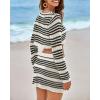 imageBsubseach Womens Crochet Swimsuit Cover Up 2 Piece Bathing Suit Cover Up Hollow Out Crop Top Beach Mini Tie Skirt Coverup SetBlack White