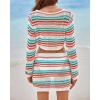 imageBsubseach Womens Crochet Swimsuit Cover Up 2 Piece Bathing Suit Cover Up Hollow Out Crop Top Beach Mini Tie Skirt Coverup SetColorful