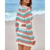 imageBsubseach Womens Crochet Swimsuit Cover Up 2 Piece Bathing Suit Cover Up Hollow Out Crop Top Beach Mini Tie Skirt Coverup SetColorful