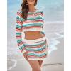 imageBsubseach Womens Crochet Swimsuit Cover Up 2 Piece Bathing Suit Cover Up Hollow Out Crop Top Beach Mini Tie Skirt Coverup SetColorful