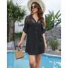 imageBsubseach Womens Swimsuit Cover Up Long Sleeve Button Down Beach Shirt Summer Crochet Splicing Bathing Suit SwimwearBlack