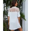 imageBsubseach Womens Swimsuit Cover Up Long Sleeve Button Down Beach Shirt Summer Crochet Splicing Bathing Suit SwimwearWhite