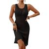imageBsubseach Swimsuit Coverup for Women Crochet Bathing Suit Cover Up for Swimwear Knit Sleeveless Beach Tank Dress 2025Black