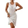 imageBsubseach Swimsuit Coverup for Women Crochet Bathing Suit Cover Up for Swimwear Knit Sleeveless Beach Tank Dress 2025White