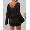imageBsubseach Beach Cover Up Sexy Hollow Out Crochet Cover Up Lantern Sleeve Knitted Beach Outfits Bathing Suit Cover UpBlack