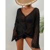 imageBsubseach Beach Cover Up Sexy Hollow Out Crochet Cover Up Lantern Sleeve Knitted Beach Outfits Bathing Suit Cover UpBlack