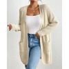 imageBsubseach Cardigan Sweaters for Women Fall Outfits Open Front Crochet Sweater with PocketLight Apricot