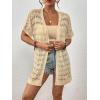 imageBsubseach Crochet Bathing Suit Cover Up for Women Boho Kimono Casual Swimsuit Cover Ups Knitted Mesh Open Front OutwearApricot