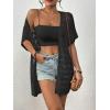 imageBsubseach Crochet Bathing Suit Cover Up for Women Boho Kimono Casual Swimsuit Cover Ups Knitted Mesh Open Front OutwearBlack
