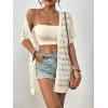 imageBsubseach Crochet Bathing Suit Cover Up for Women Boho Kimono Casual Swimsuit Cover Ups Knitted Mesh Open Front OutwearWhite