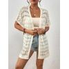 imageBsubseach Crochet Bathing Suit Cover Up for Women Boho Kimono Casual Swimsuit Cover Ups Knitted Mesh Open Front OutwearWhite